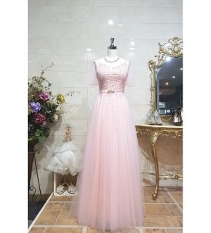 핑크 시스루 드레스